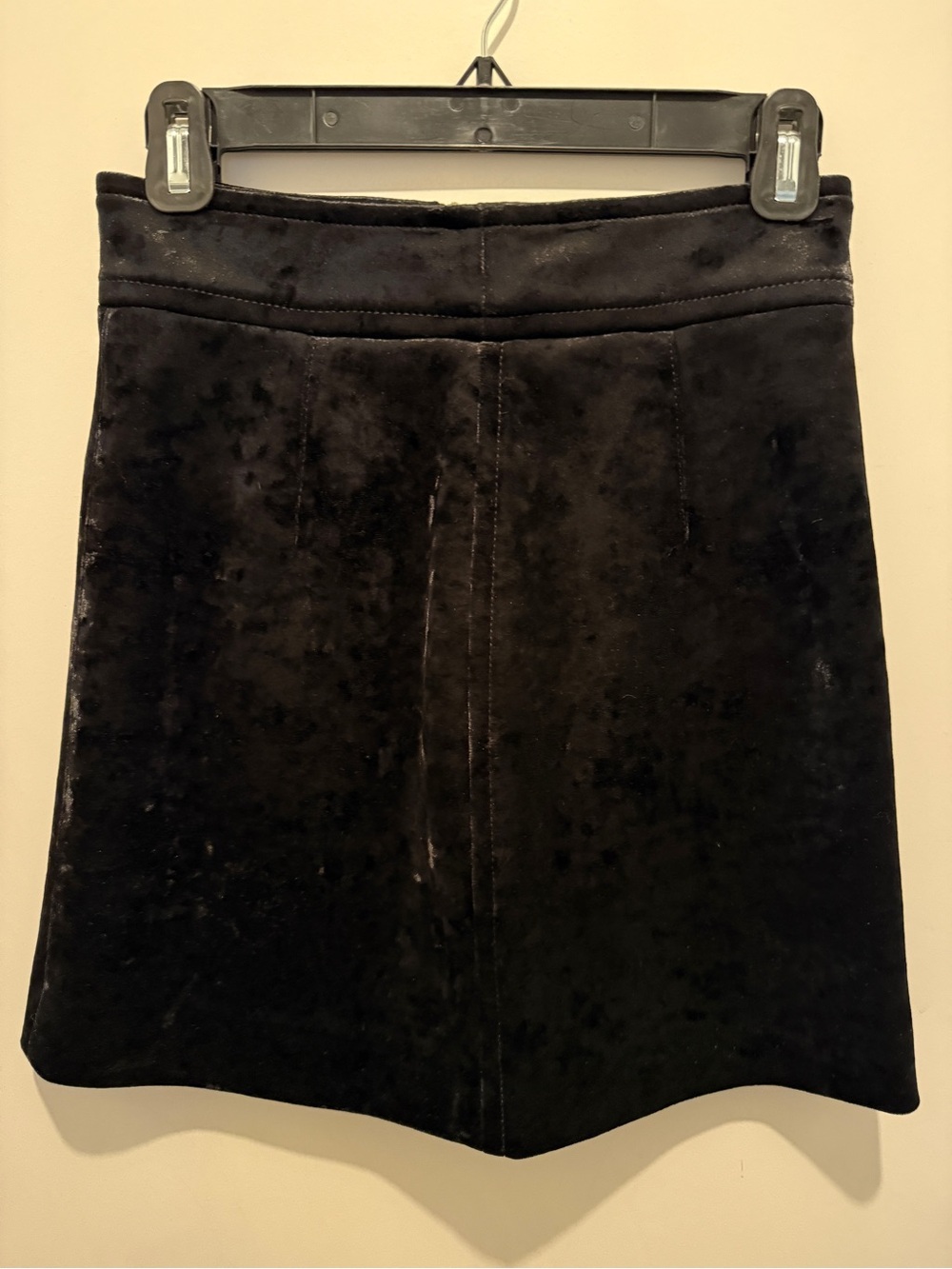 Sandro Black Velvet A-Line Skirt